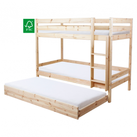 Emeletes ágy biztonsági akadállyal. 90x200. lucfenyő. BENY