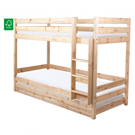 Emeletes ágy biztonsági akadállyal. 90x200. lucfenyő. BENY