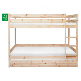 Emeletes ágy biztonsági akadállyal. 90x200. lucfenyő. BENY