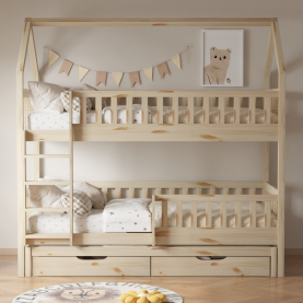 Montessori emeletes ágy pótággyal. természetes. VENITA TYP 1 Montessori emeletes ágy pótággyal. természetes. VENITA TYP 1