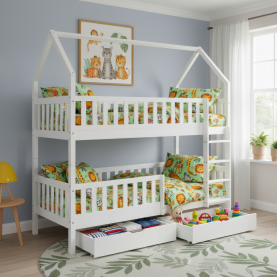 Montessori emeletes ágy. fehér. VENITA TYP 2