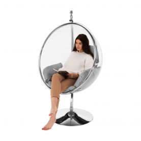 Függő fotel állvánnyal. átlátszó/ezüst/szürke. BUBBLE NEW TYP 3 Függő fotel állvánnyal. átlátszó/ezüst/szürke. BUBBLE NEW TYP 3