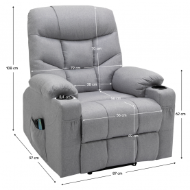 Állítható masszázs fotel. világosszürke. HUDSON Állítható masszázs fotel. világosszürke. HUDSON