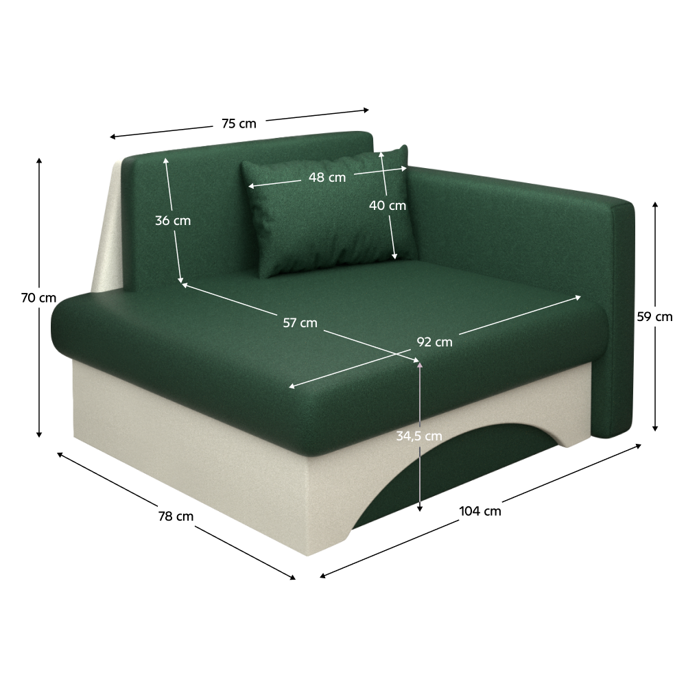 Kinyitható fotel. zold/bézs. KUBOŠ NEW UNI