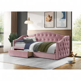 Ágy tárhellyel. 90x200. rózsaszín Velvet szovet. ZASKA