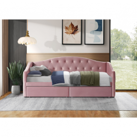 Ágy tárhellyel. 90x200. rózsaszín Velvet szovet. ZASKA