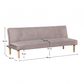 Kanapé széthúzhatós. barnásszürke Taupe/tolgy. ALIDA