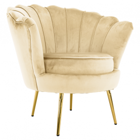 Art-deco stílusú fotel. bézs Velvet szovet/gold arany króm. NOBLEO