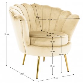 Art-deco stílusú fotel. bézs Velvet szovet/gold arany króm. NOBLEO