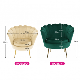 Art-deco stílusú fotel. bézs Velvet szovet/gold arany króm. NOBLEO