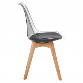 Szék. átlátszó fekete. akril/ekobőr/bükk. BALI 3 NEW Szék. átlátszó fekete. akril/ekobőr/bükk. BALI 3 NEW