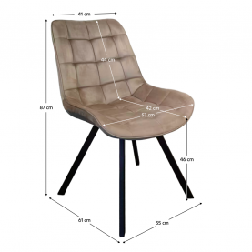 Étkezőszék. szürkésbarna Taupe Velvet szovet/fekete. SAMIRA