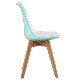 Szék. átlátszó zold. akril/ekobőr/bükk. BALI 3 NEW