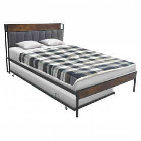 Ágy ágyráccsal és kihúzható pótággyal. 160x200. fekete/szürke. NORDO Ágy ágyráccsal és kihúzható pótággyal. 160x200. fekete/szürke. NORDO