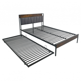 Ágy ágyráccsal és kihúzható pótággyal. 160x200. fekete/szürke. NORDO Ágy ágyráccsal és kihúzható pótággyal. 160x200. fekete/szürke. NORDO