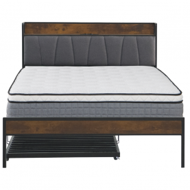 Ágy ágyráccsal és kihúzható pótággyal. 160x200. fekete/szürke. NORDO Ágy ágyráccsal és kihúzható pótággyal. 160x200. fekete/szürke. NORDO