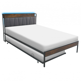 Ágy ágyráccsal és kihúzható pótággyal. 160x200. fekete/szürke. NORDO Ágy ágyráccsal és kihúzható pótággyal. 160x200. fekete/szürke. NORDO