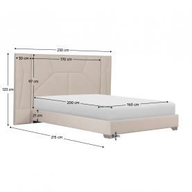 Ágy ágyráccsal és LED világítással. 160x200. bézs Velvet szovet. ALTESA