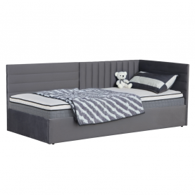 Ágy ágyráccsal. 90x200. szürke Velvet szovet. MEVIA