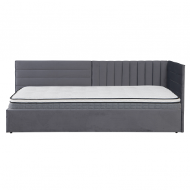 Ágy ágyráccsal. 90x200. szürke Velvet szovet. MEVIA