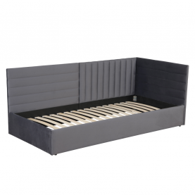 Ágy ágyráccsal. 90x200. szürke Velvet szovet. MEVIA