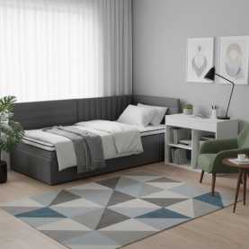 Ágy ágyráccsal. 90x200. szürke Velvet szovet. MEVIA