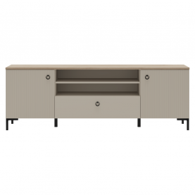 TV-állvány. szürkésbarna Taupe/silverjack tolgy. DOMCA 2D1S