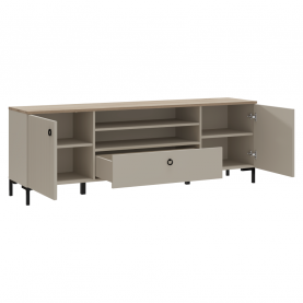 TV-állvány. szürkésbarna Taupe/silverjack tolgy. DOMCA 2D1S