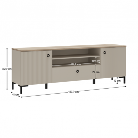 TV-állvány. szürkésbarna Taupe/silverjack tolgy. DOMCA 2D1S