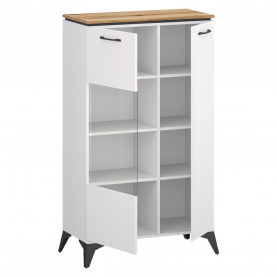 Alacsony vitrin. fehér/evoke tolgy. VELIS 1D1W