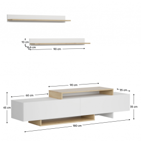 Nappali fal. fehér/artisan tolgy. MILONA