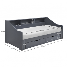 Kihúzható ágy. szürke. MONETA