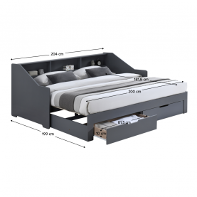 Kihúzható ágy. szürke. MONETA