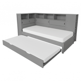 Ágy polcokkal és pótággyal. szürke. 90x200. LENDON