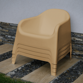 Rakásolható fotel. barna. műanyag. SOKRA NEW