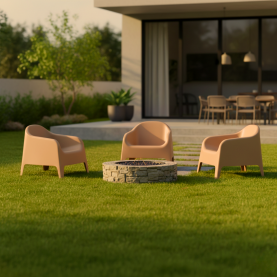 Rakásolható fotel. barna. műanyag. SOKRA NEW