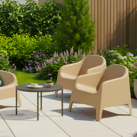 Rakásolható fotel. barna. műanyag. SOKRA NEW