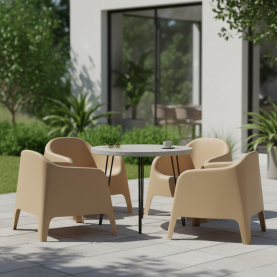 Rakásolható fotel. barna. műanyag. SOKRA NEW