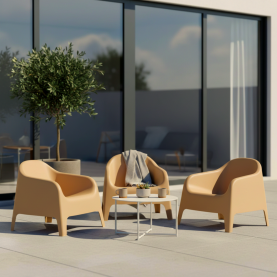 Rakásolható fotel. barna. műanyag. SOKRA NEW