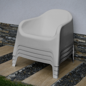 Rakásolható fotel. szürke. műanyag. SOKRA NEW