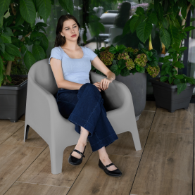 Rakásolható fotel. szürke. műanyag. SOKRA NEW