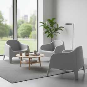 Rakásolható fotel. szürke. műanyag. SOKRA NEW