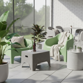 Rakásolható fotel. zold. műanyag. SOKRA NEW