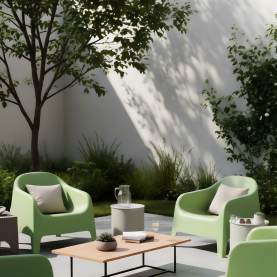 Rakásolható fotel. zold. műanyag. SOKRA NEW