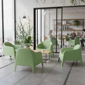 Rakásolható fotel. zold. műanyag. SOKRA NEW