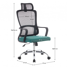 Irodai szék. fekete/zold/króm. teherbírás 150 kg. RANDY