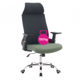 Irodai szék. sotétszürke/zold/króm. teherbírás 150 kg. HOLGER