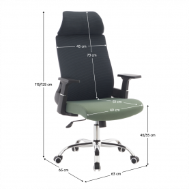 Irodai szék. sotétszürke/zold/króm. teherbírás 150 kg. HOLGER