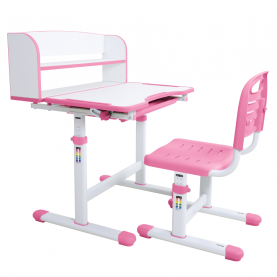 Novekvő íróasztal és szék. rózsaszín/fehér. set ZION