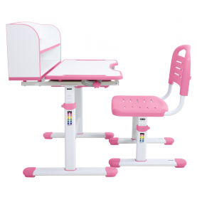 Novekvő íróasztal és szék. rózsaszín/fehér. set ZION